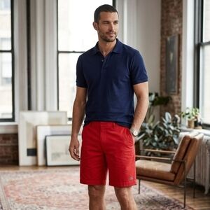 Lacoste Men's Red Casual Shorts - Classic Summer Style. Size XL